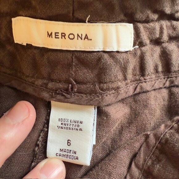 Womens 100% Linen Wide Leg Pants Size 6 Cropped Coastal Boho Beach Neutral - Picture 2 of 12